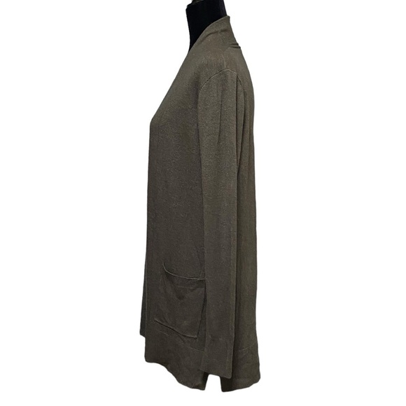 Pink Clover Olive Green Open Front Cardigan Minimalist Sweater Size Small NWOT - Picture 6 of 11